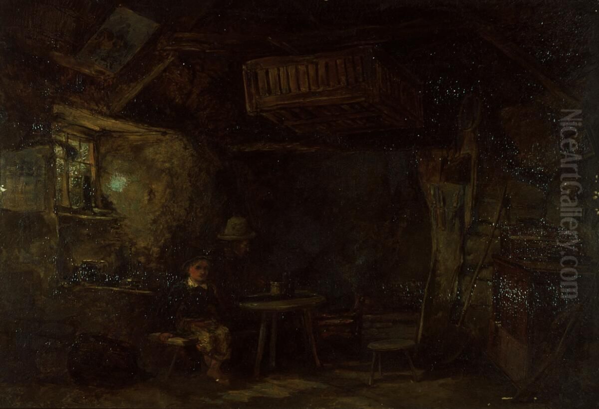 Interior of a Welsh cottage Oil Painting by William James Muller