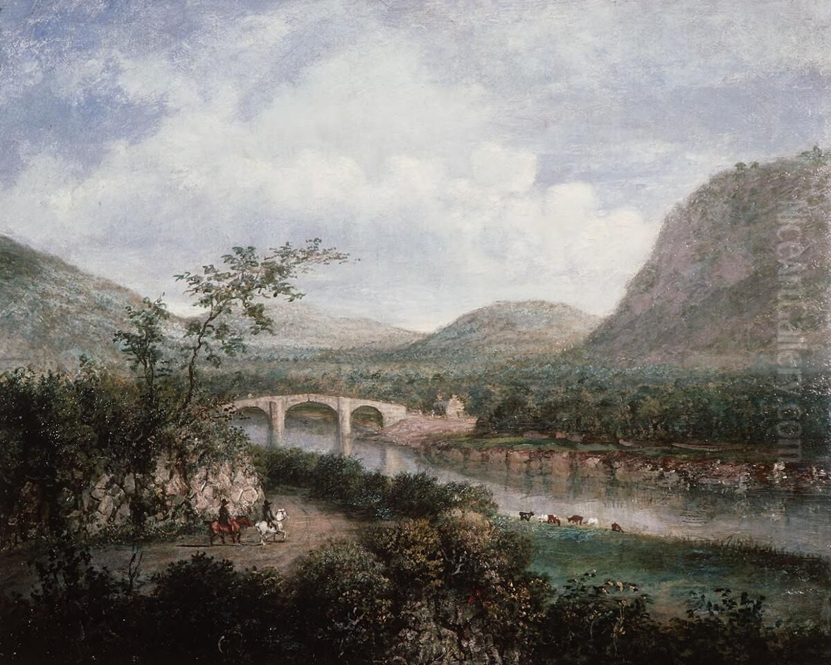 Llanrwst Bridge Oil Painting by Hugh Hughes