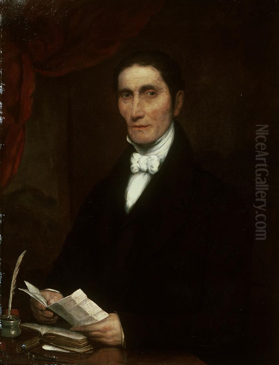 Mr John Jones, L'pool. printer, preacher Oil Painting by Hugh Hughes