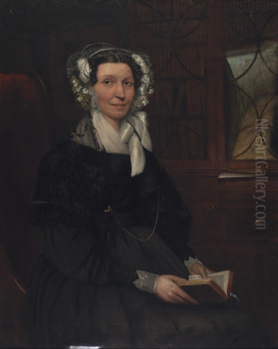 Mrs Janet Davies, Fronheulog, Llandderfel Oil Painting by Hugh Hughes