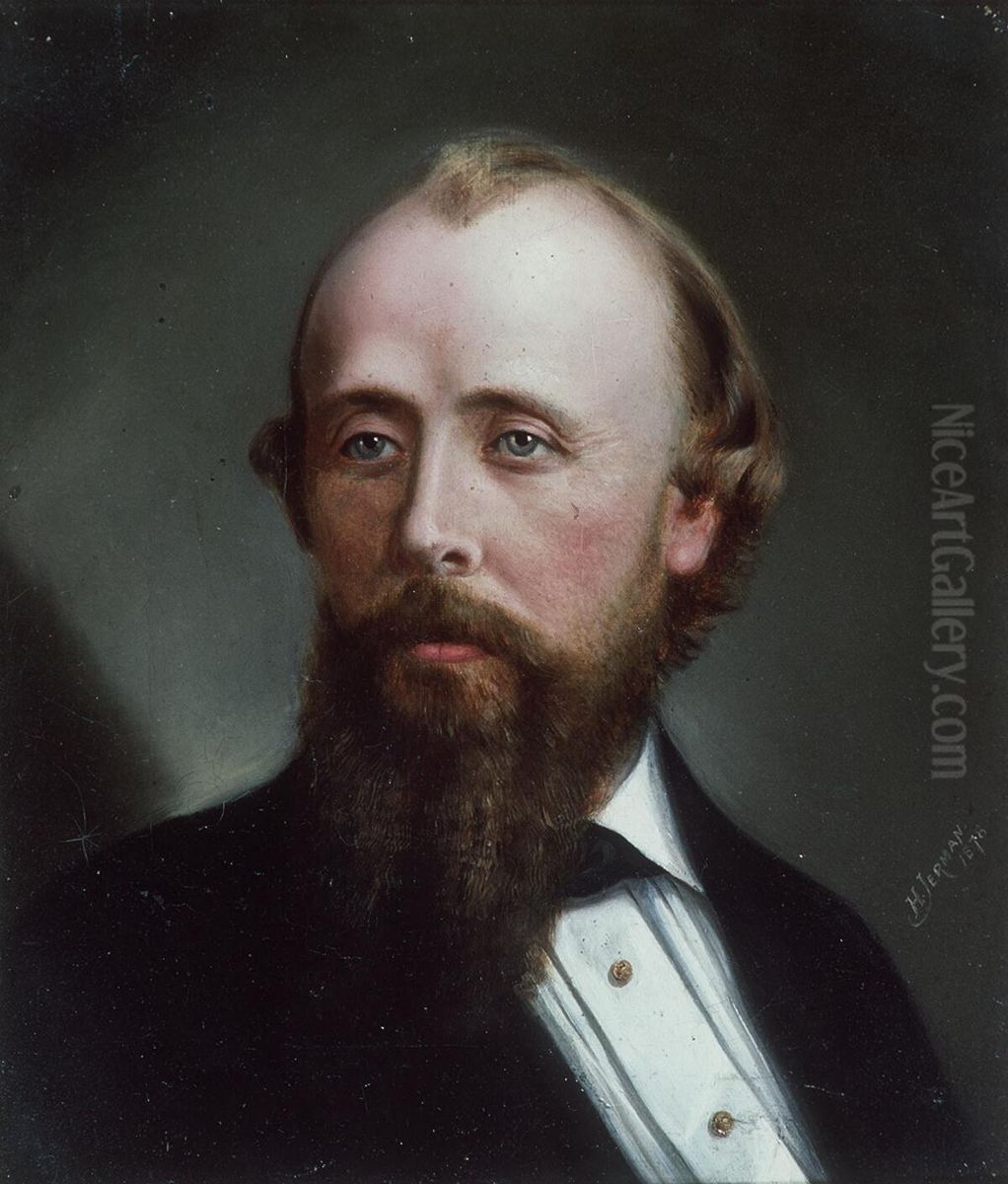 Portrait of a bearded man Oil Painting by Hugh Jerman