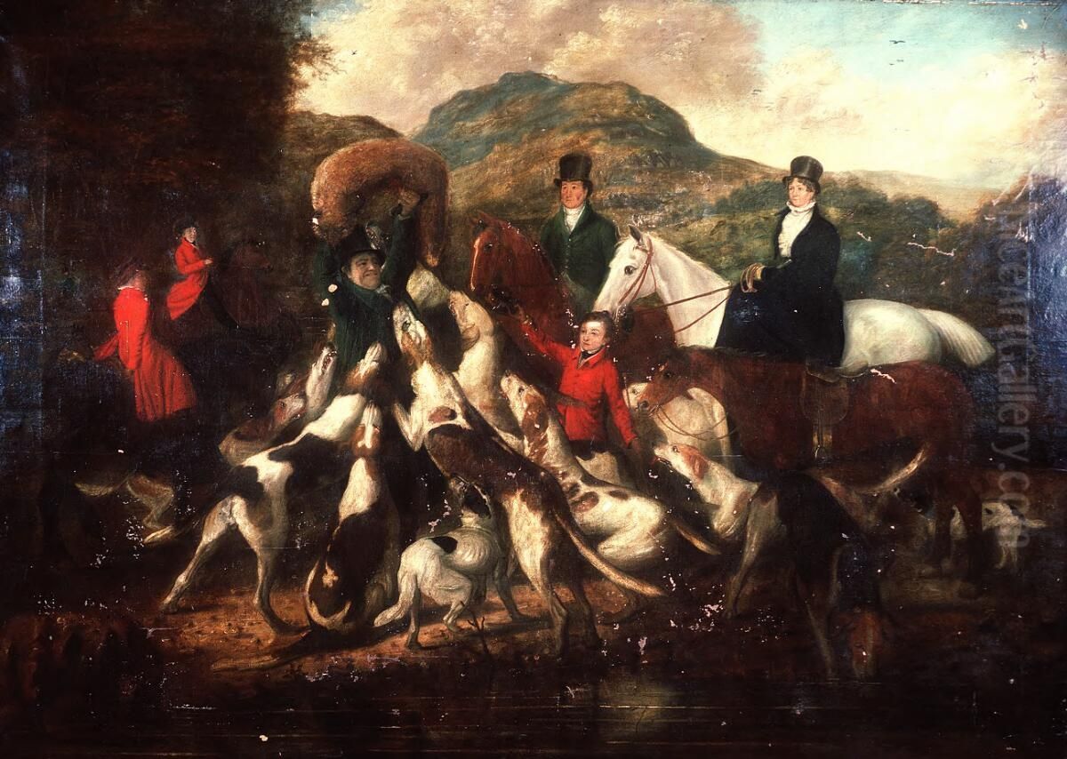 Gogerddan hunt Oil Painting by Hugh Hughes