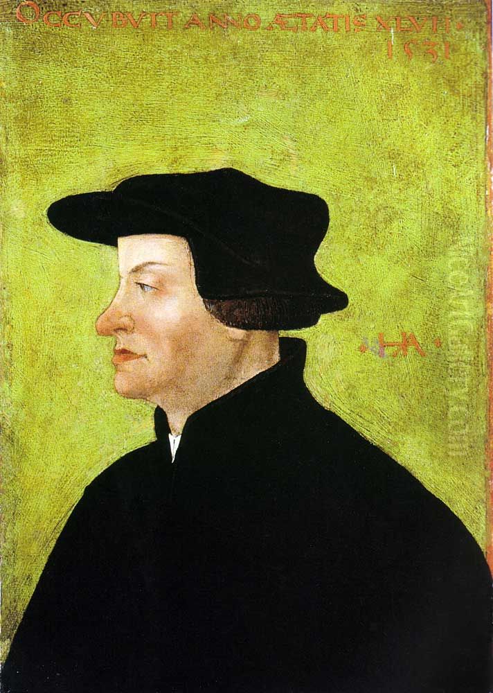 Ulrich Zwingli, um 1531 Oil Painting by Hans Asper