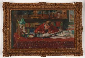 Verhaeren schrijvend aan zijn werktafel