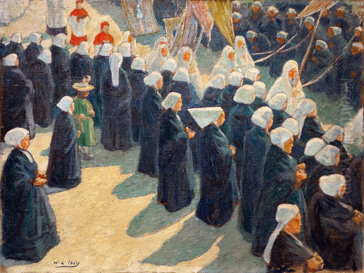 La procession Oil Painting by Henri Gabriel Ibels