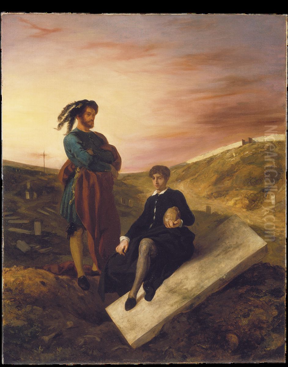 Hamlet und Horatio auf dem Friedhof Oil Painting by Eugene Delacroix