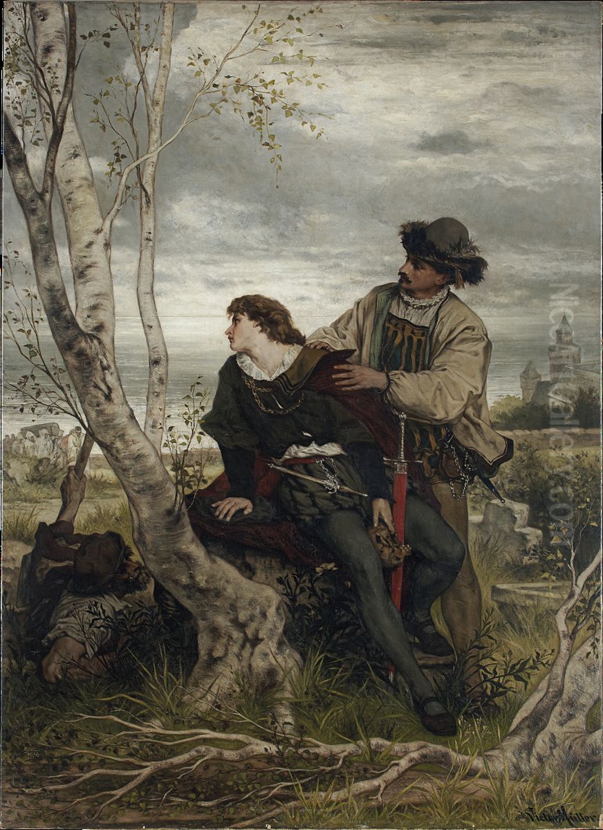 Hamlet und Horatio auf dem Kirchhof Oil Painting by Victor Muller