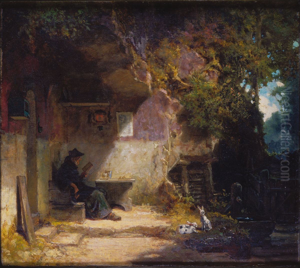 The Hermit in front of His Retreat Oil Painting by Carl Spitzweg