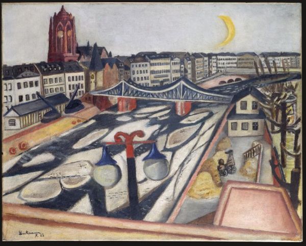 Ice on the River Oil Painting by Max Beckmann