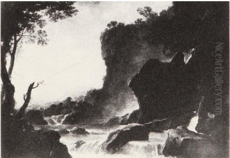 Landscape with a Cascade Oil Painting by Jan Both