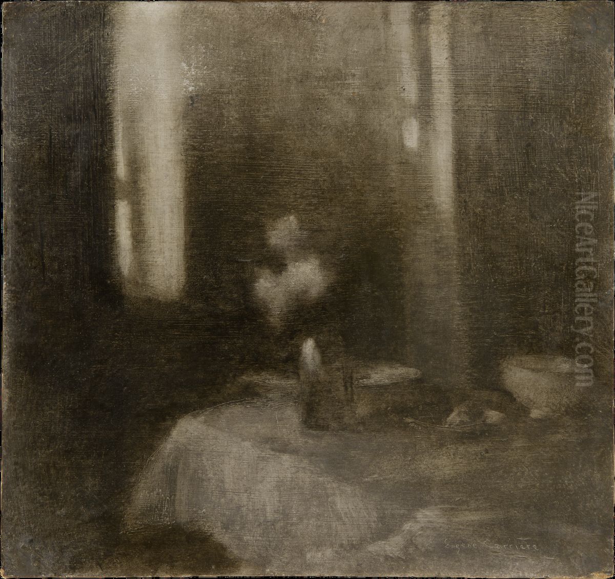 Interieur mit Vase Oil Painting by Eugene Carriere