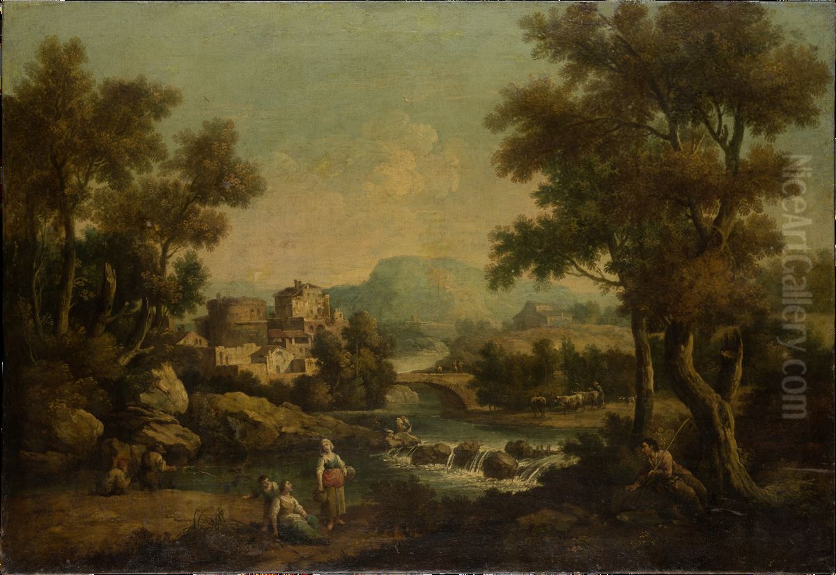 Italienische Landschaft mit Gebirgsbach Oil Painting by Francesco Zuccarelli