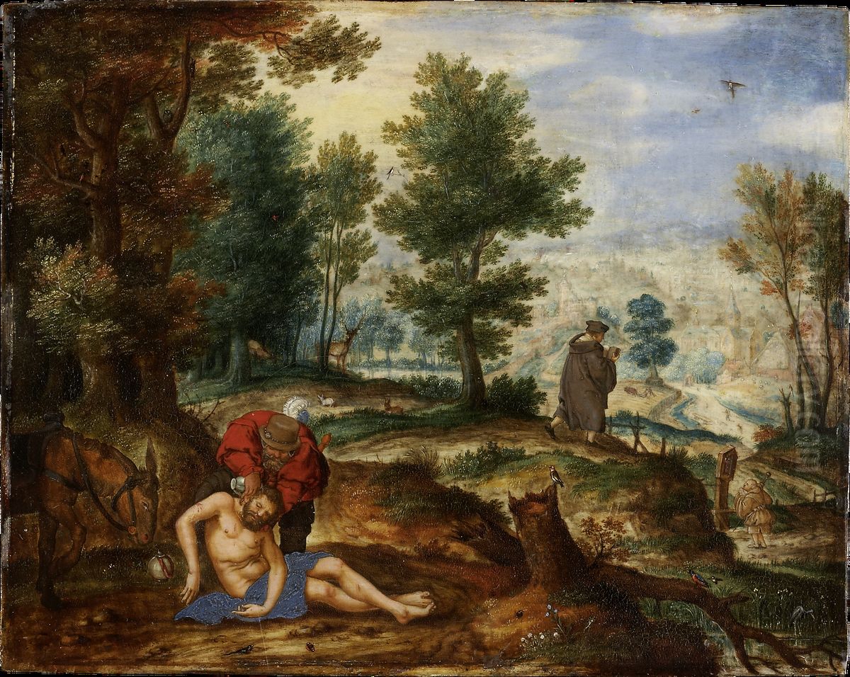 Landschaft mit dem barmherzigen Samariter Oil Painting by Pieter Stevens