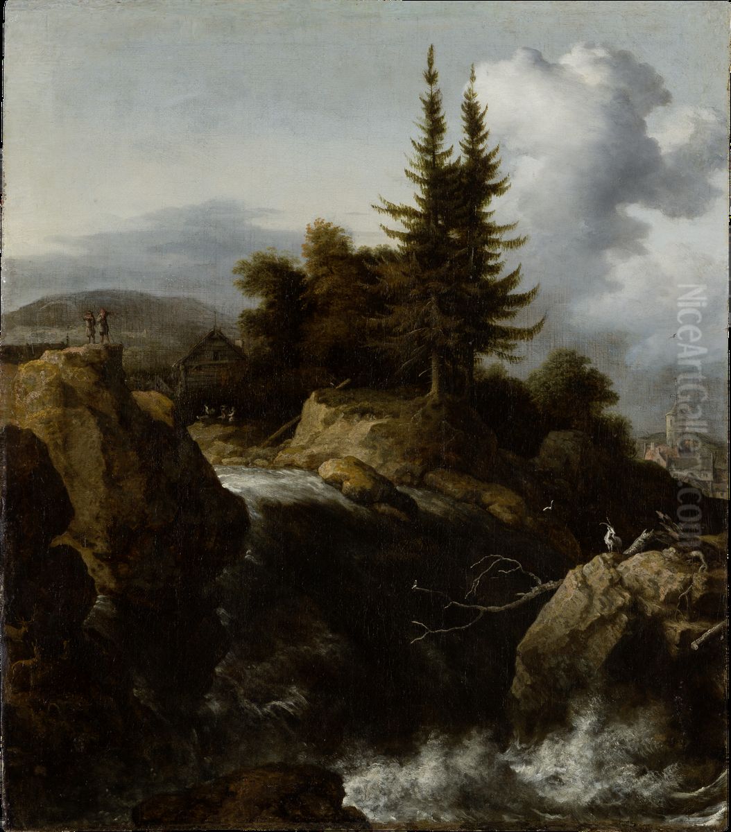 Landscape with Waterfall Oil Painting by Allaert van Everdingen