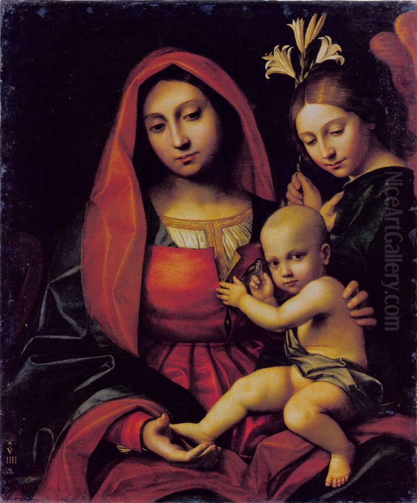 Madonna and Child with an Angel Oil Painting by Paolo Morando Cavazzola
