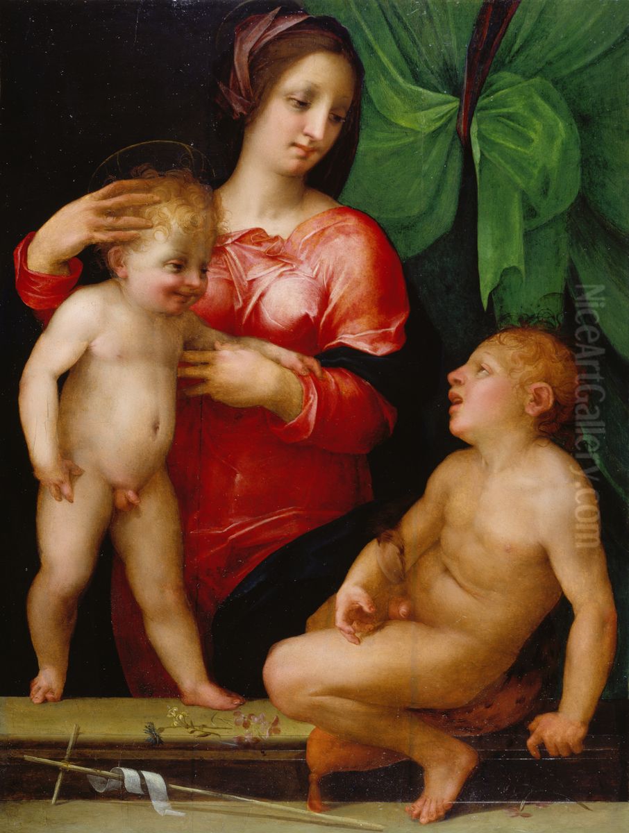 Madonna and Child with the Infant St. John Oil Painting by Rosso Fiorentino