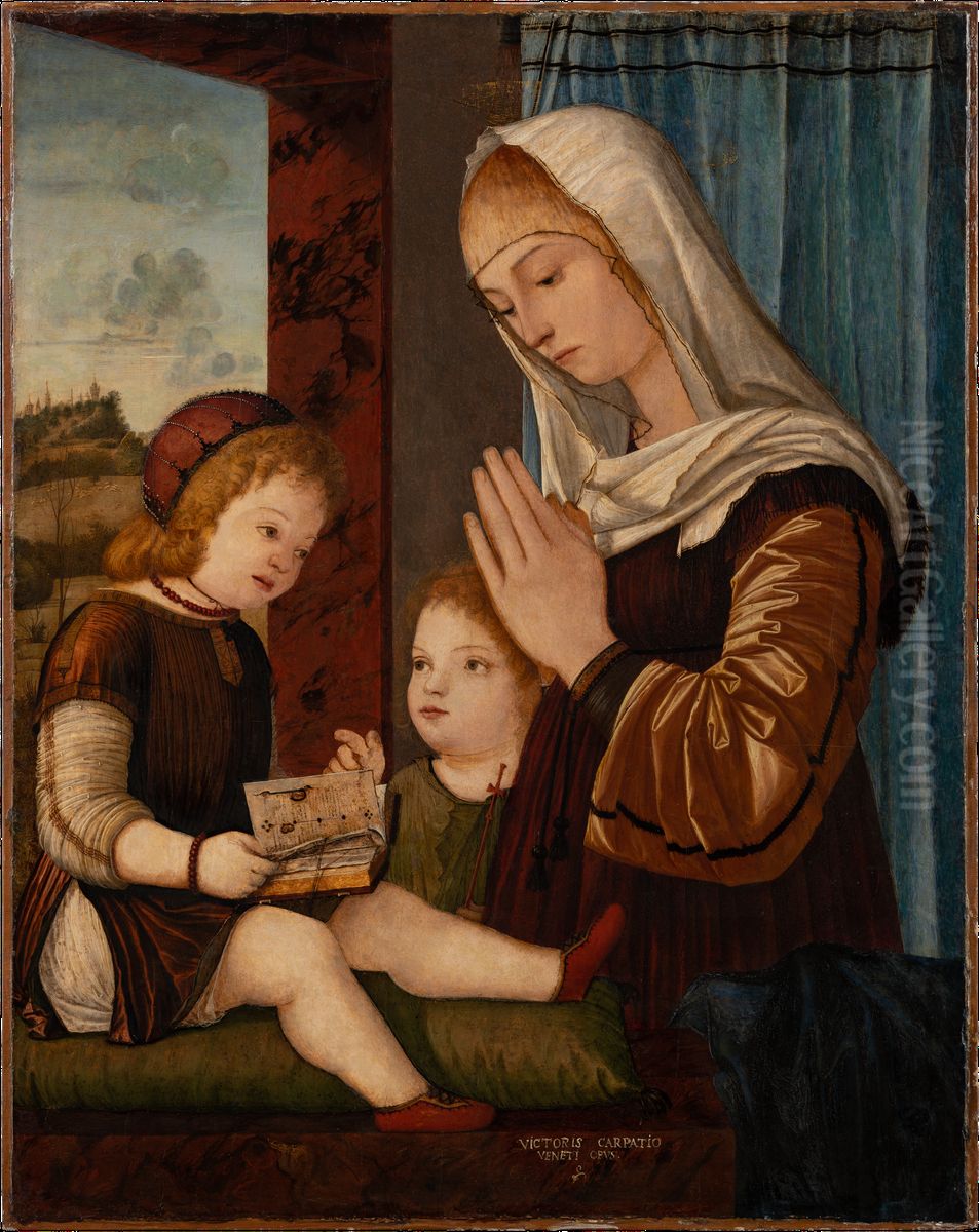 Madonna mit Kind und Johannesknaben Oil Painting by Vittore Carpaccio