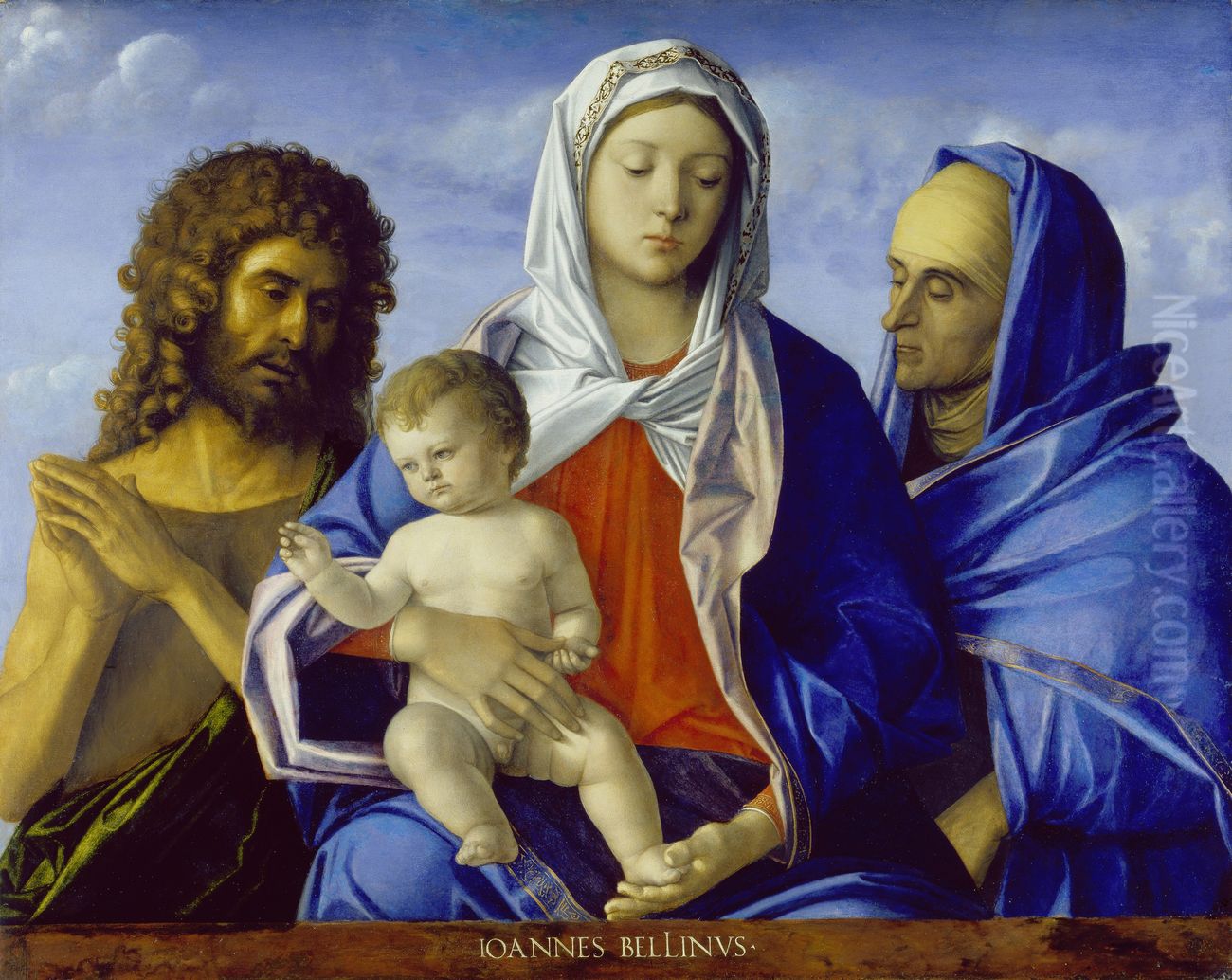 Madonna and Child with Saints John the Baptist and Elizabeth Oil Painting by Giovanni Bellini