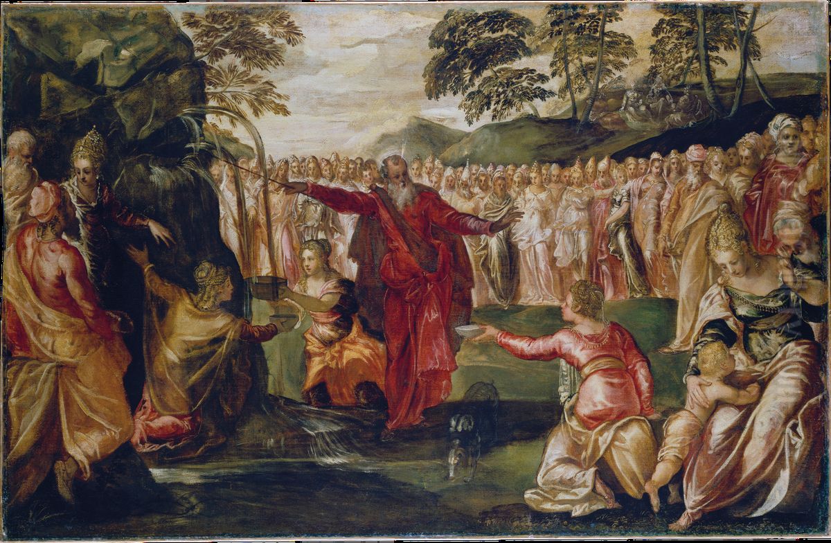 Moses Striking the Rock Oil Painting by Jacopo Tintoretto