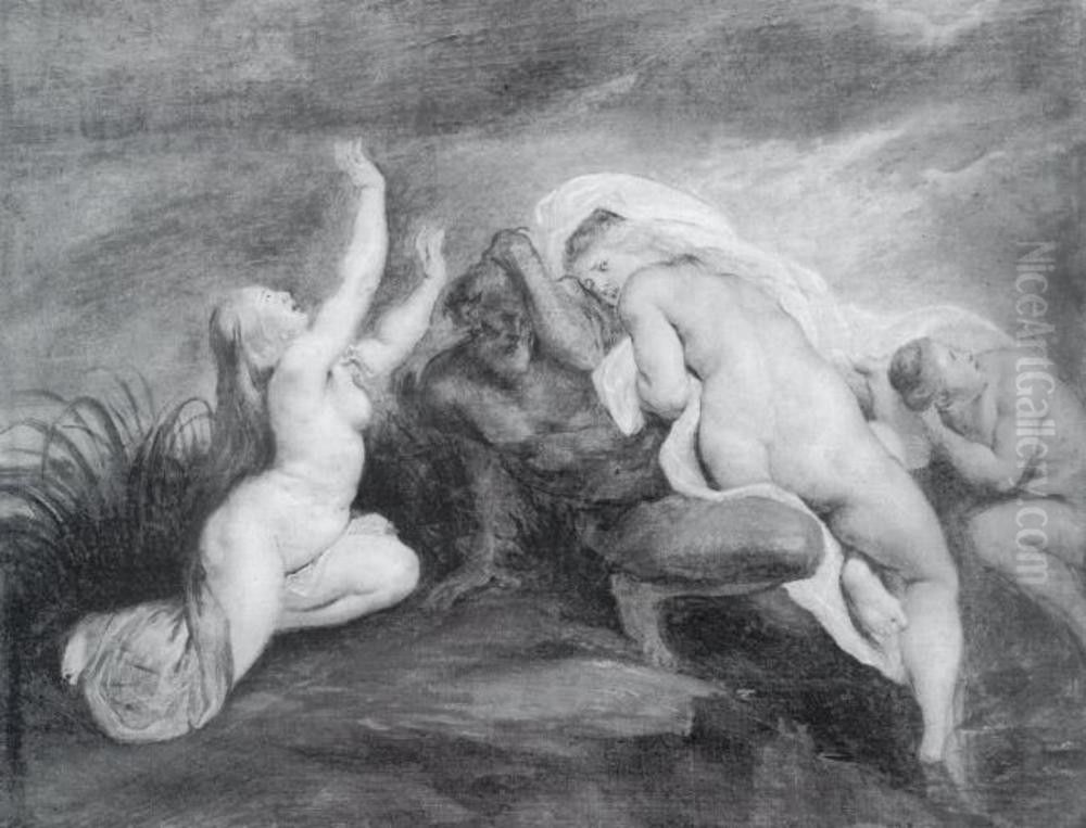 Nymphs and River God (Fragment of a Depiction of the Fall of Phaeton) Oil Painting by (studio of) Rubens, Peter Paul