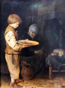 Old Woman and Boy Take a Modest Meal