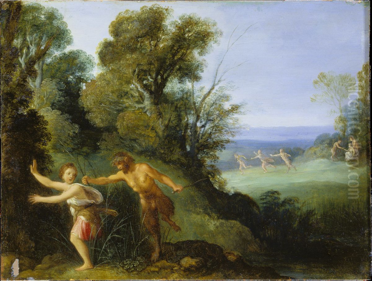 Pan and Syrinx Oil Painting by Adam Elsheimer
