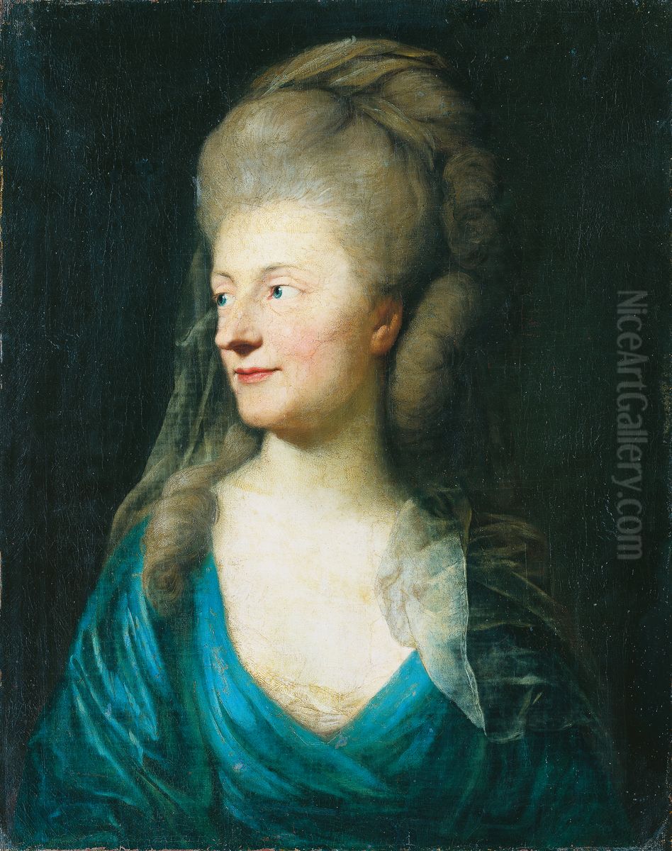 Portrait of Johanna Henriette Louise Countess of Bestucheff-Rumin, nee von Carlowitz (1717-1787) (?) Oil Painting by Anton Graff