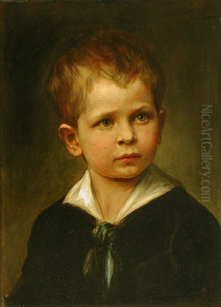 Portrait of Ludwig von Hagn, Son of the Painter Ludwig von Hagn Oil Painting by Lenbach Franz Von