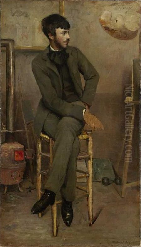 Portrait of a Painter in a Parisian Studio Oil Painting by Ottilie Roederstein