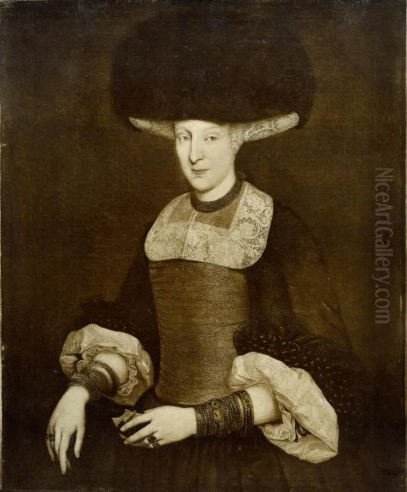 Portrait of a Richly Dressed Young Woman Oil Painting by Theodor Roos