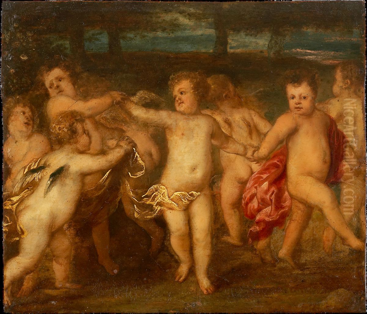 Puttenreigen Oil Painting by Sir Anthony Van Dyck