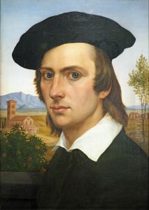 Self-Portrait with Beret in front of a Roman Landscape