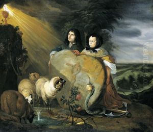 Self Portrait (?) with his Wife and Symbols of the Christian Faith