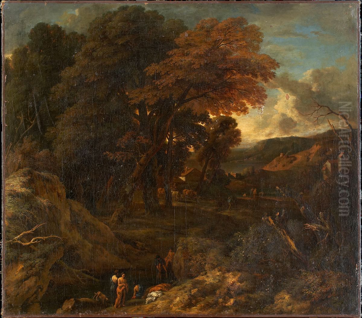 Italienische Landschaft mit Badenden Oil Painting by Cornelis Huysmans