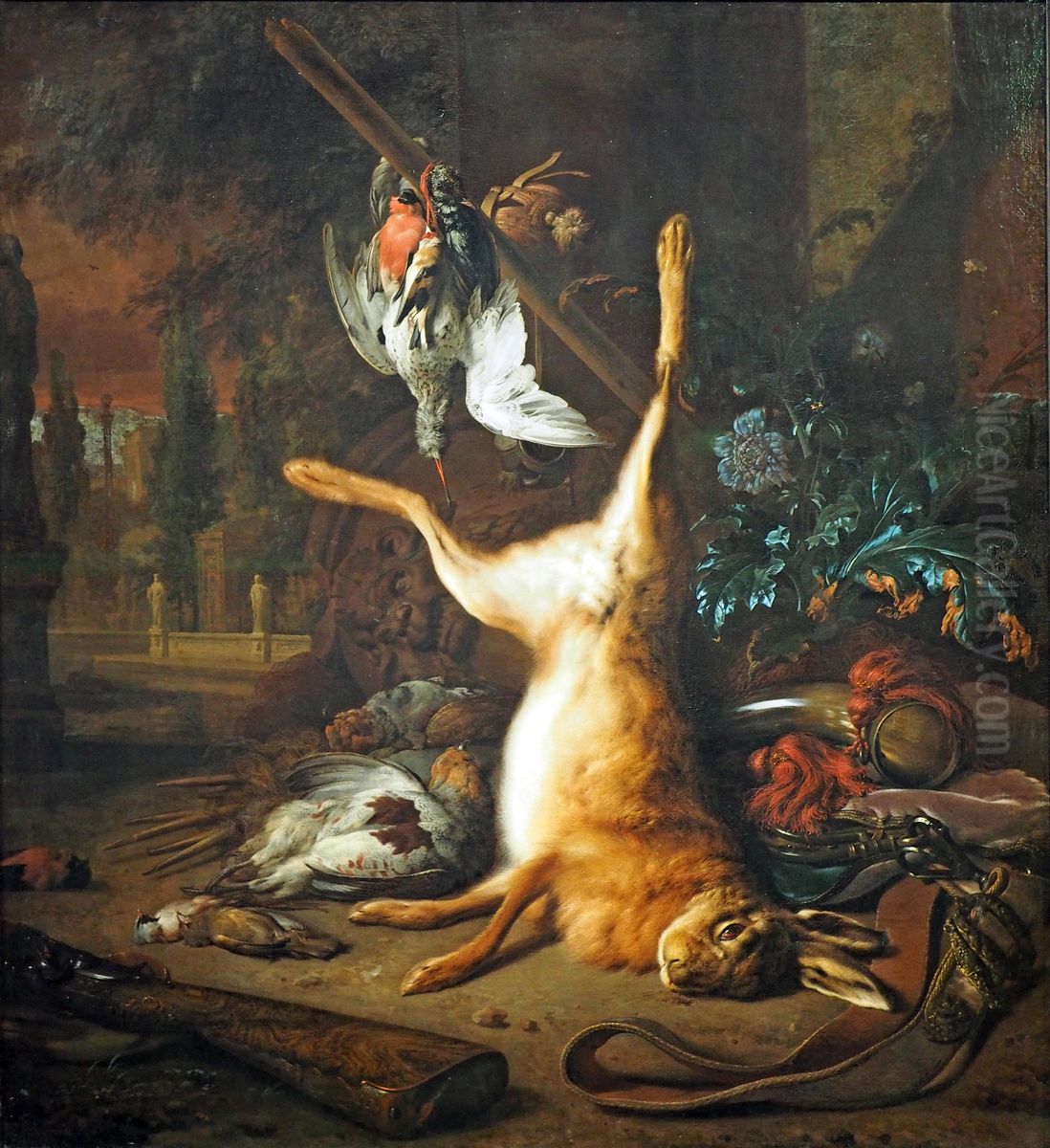Still Life with Dead Rabbit and Birds Oil Painting by Jan Weenix