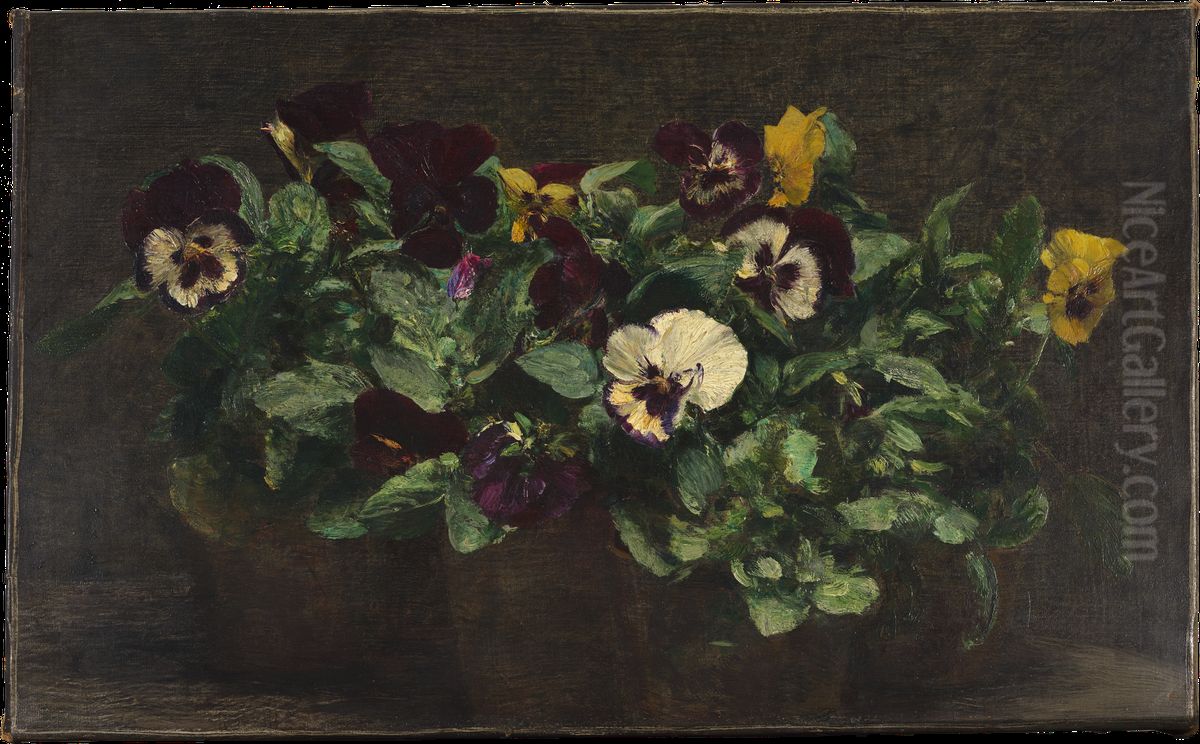 Stillleben mit Stiefmutterchen Oil Painting by Henri Fantin-Latour