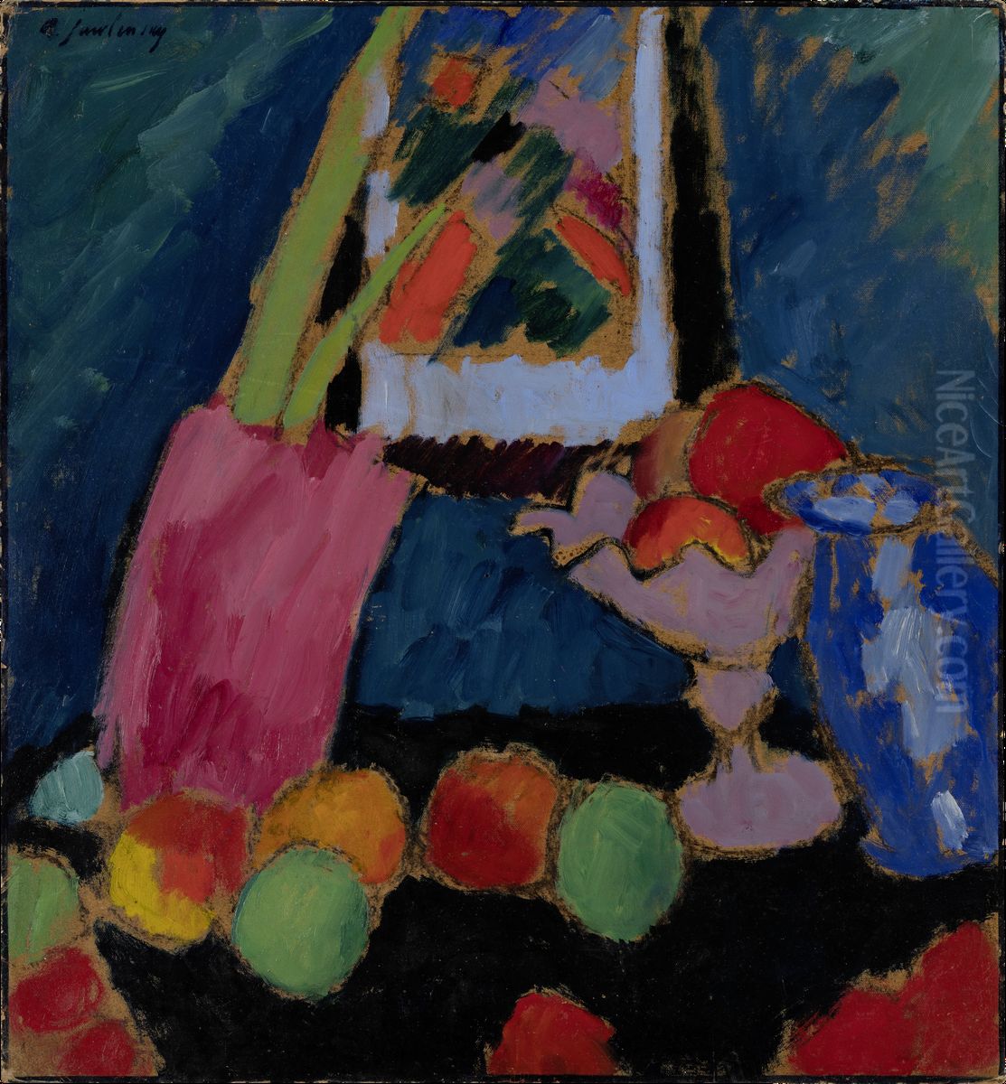 Stillleben mit violetter Schale Oil Painting by Alexei Jawlensky