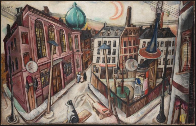 The Synagogue in Frankfurt am Main Oil Painting by Max Beckmann