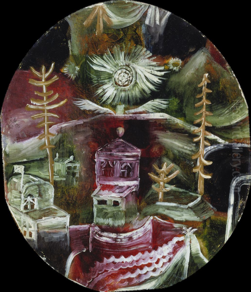 The Thistle Flower House Oil Painting by Paul Klee