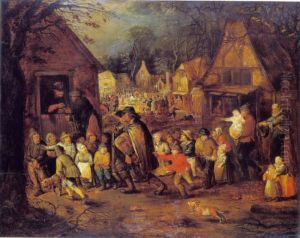Village Fair With Blind Street-Organ Player