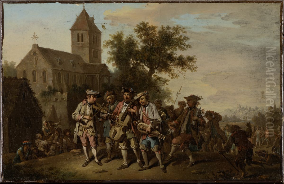 Village Musicians Oil Painting by Johann Conrad Seekatz