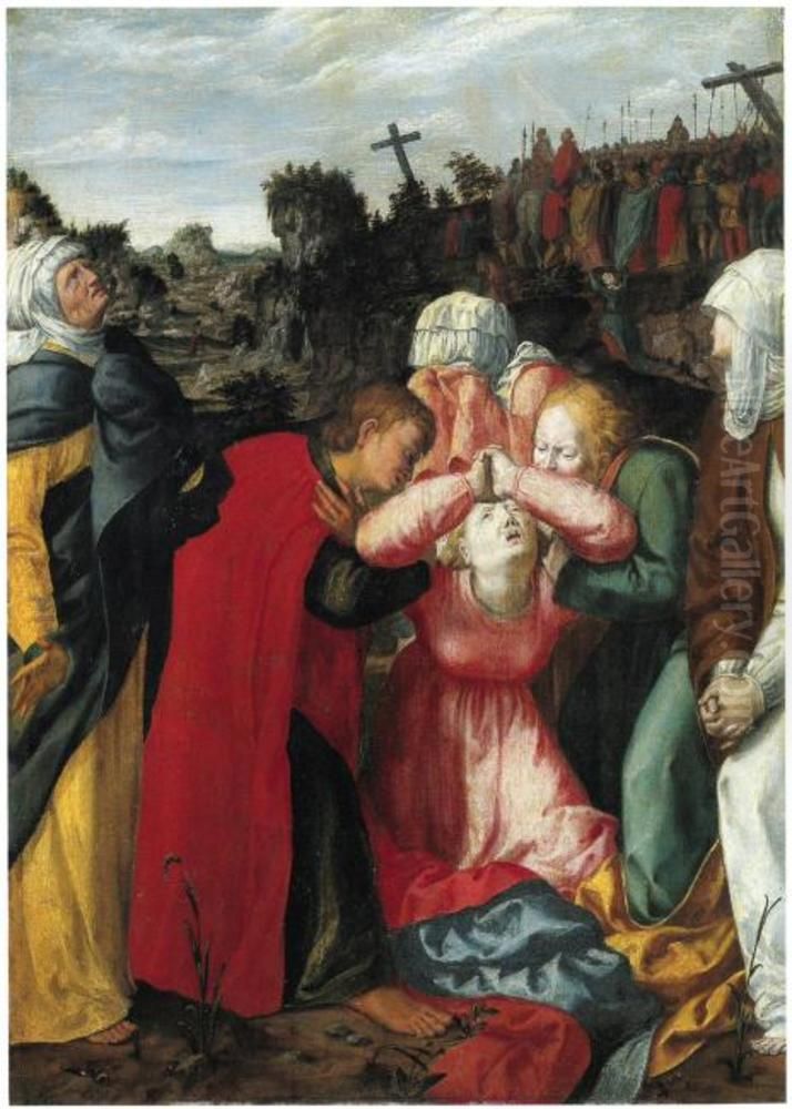 The Virgin Mary and Mourners at the Cruzifixion Oil Painting by Philipp Uffenbach