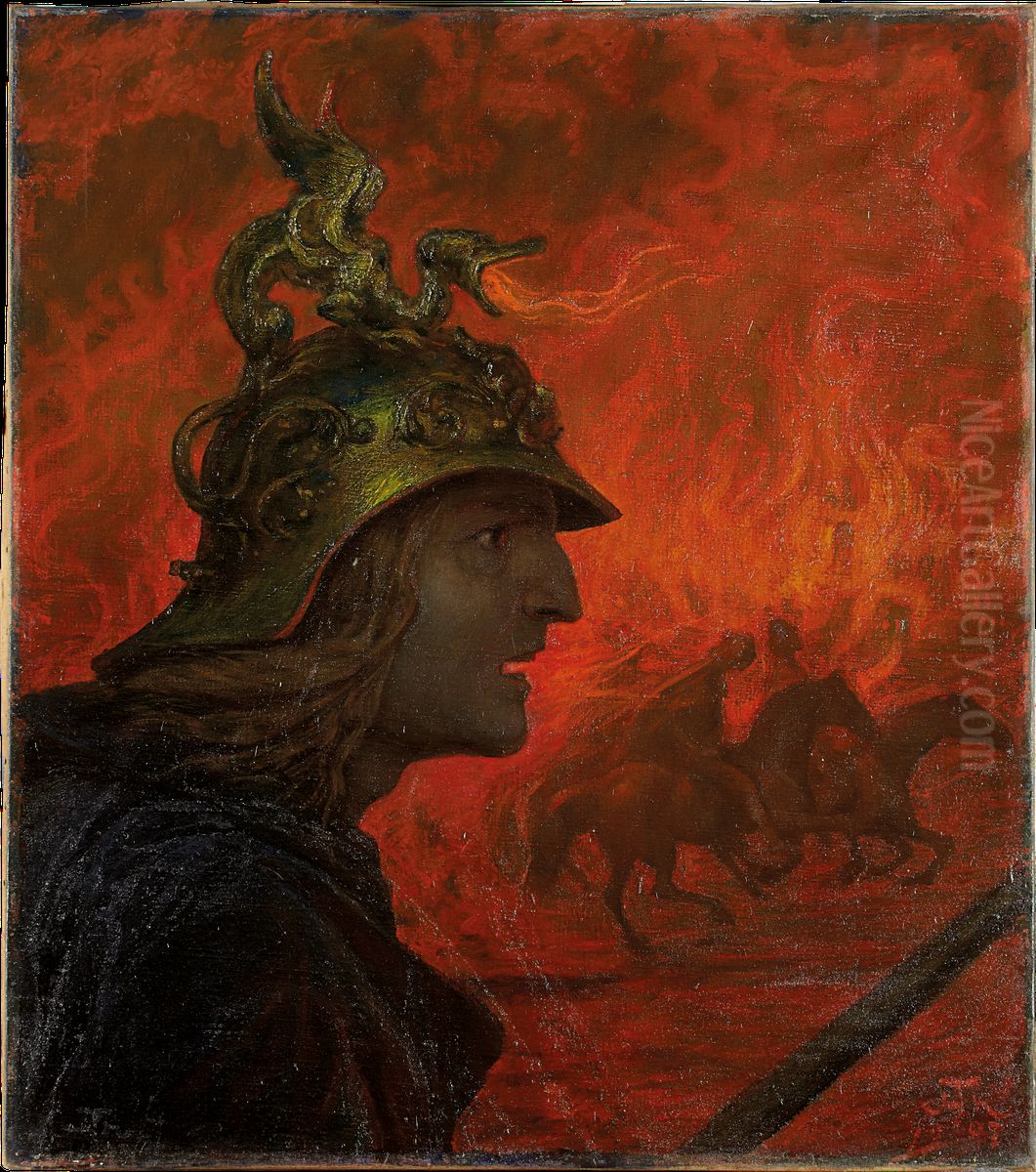 Der Krieg Oil Painting by Hans Thoma