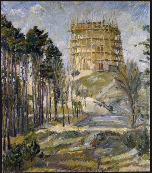 Water Tower in Hermsdorf Oil Painting by Max Beckmann