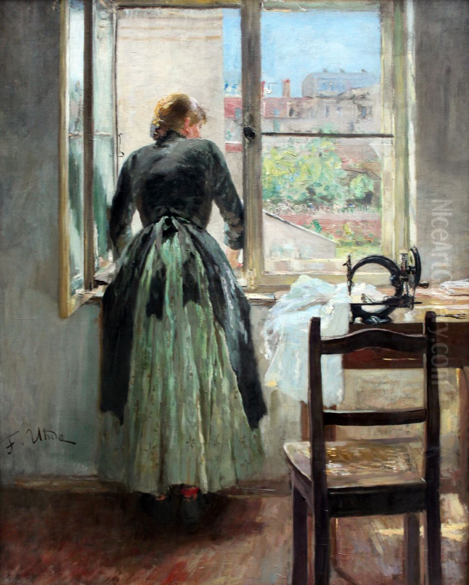 By the Window Oil Painting by Fritz von Uhde