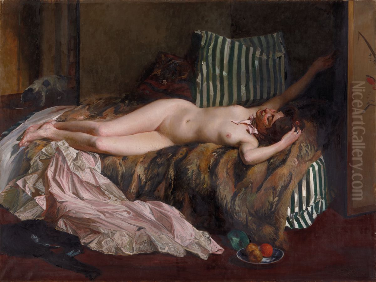 Young Girl after a Masked Ball (La petite masque) Oil Painting by Jacques-Emile Blanche