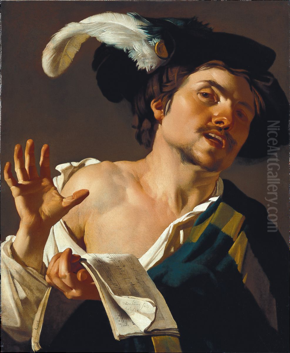 Singender junger Mann Oil Painting by Dirck Van Baburen
