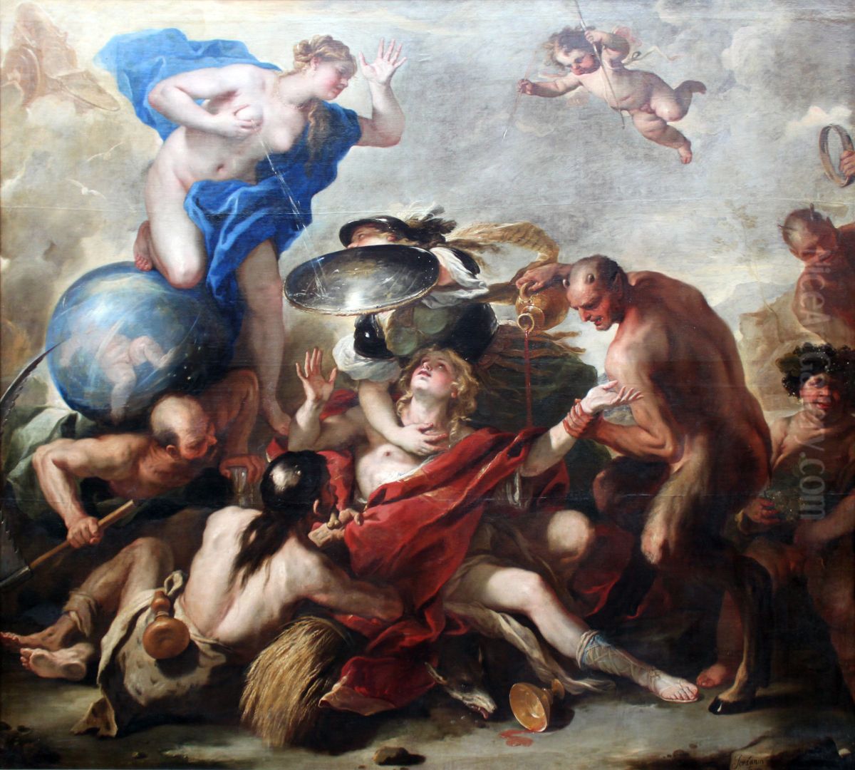 Youth Tempted by the Vices Oil Painting by Luca Giordano