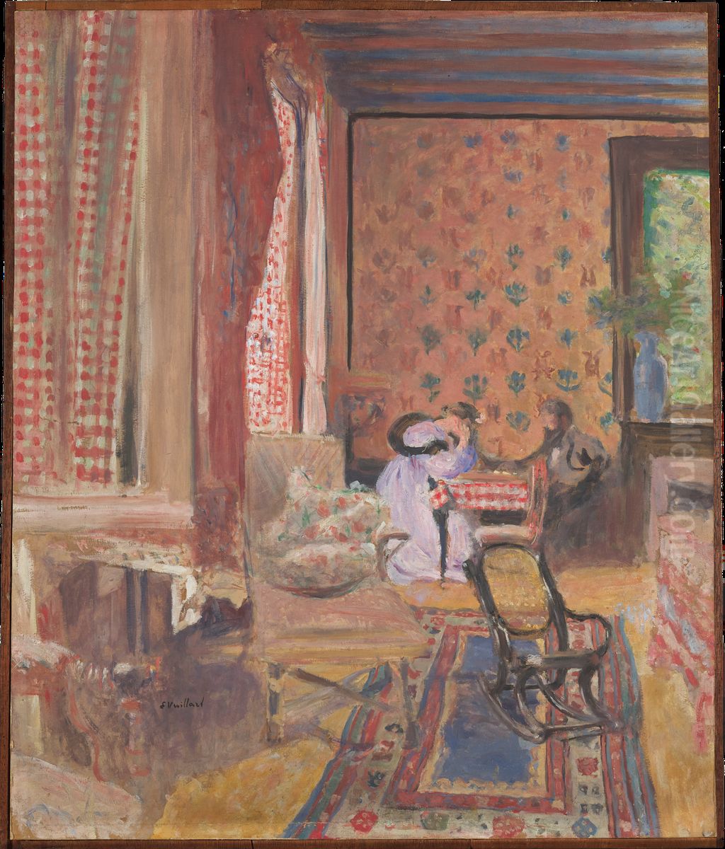 At the Board Game Oil Painting by Jean-Edouard Vuillard
