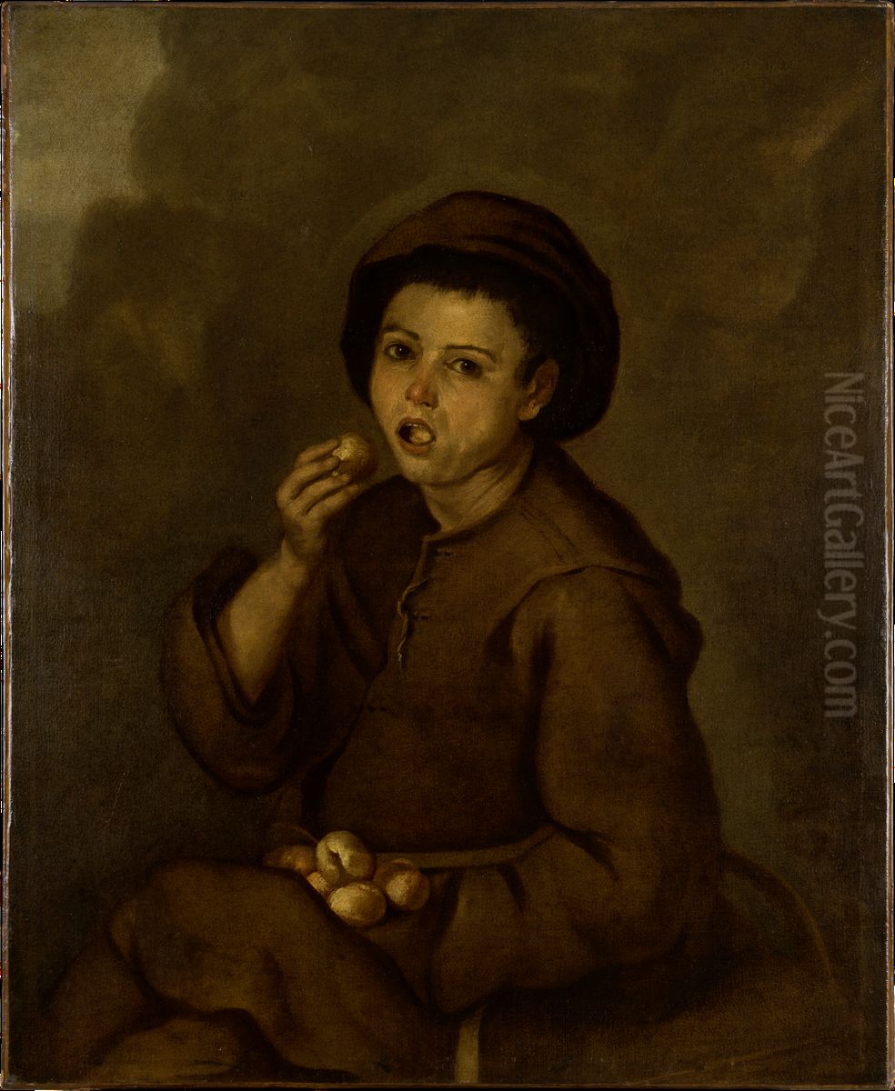 Boy Eating Peaches Oil Painting by Bartolome Esteban Murillo
